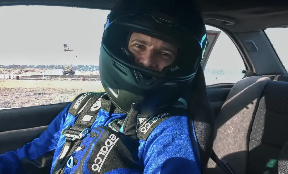 Jakub Mikita in a drift car